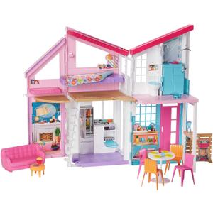 Barbie Doll House Playset, Malibu House with 25+ Themed Furniture & Accessories, 6 Rooms Including 2-in-1 Transformations