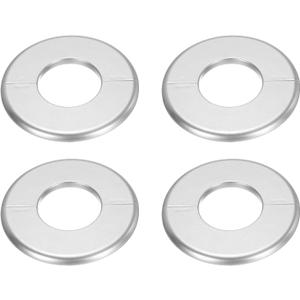 uxcell 4pcs Wall Split Flange 115mm / 4.5" OD Escutcheon Plate ABS Round Self-Adhesive Plumbing Cover Plates for 51mm / 2" Dia Water Pipe Faucet Decoration Accessories, Silver