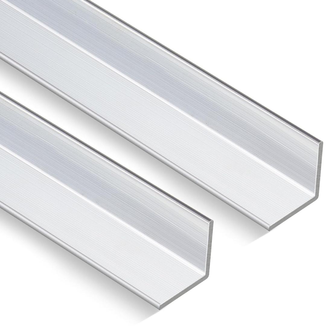 Blulu 2 Pcs Aluminum Angle Stock 48" Long x 1 1/2" Wide x 1/8" Thick, Aluminum Angle Iron Trim Angled Metal Bar