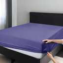 LUX Dcor Queen Fitted Sheet Only - Easy to Fit 360 Elastic Microfiber Sheets - 16 Inches Deep Pocket - Wrinkles Fade Resistant - Dark Navy