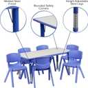 Flash Furniture Emmy Adjustable Classroom Activity Table with 6 Stackable Chairs, Plastic Activity Table for Kids, 23.625" W x 47.25" L, Blue/Gray