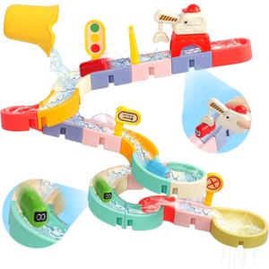 Toddler Bath Toys for Kids Ages 4-8 3-5 with Magnetic Car Bath Toys Mold Free & DIY Slides Tracks Shower Bathtub Toys Christmas Birthday Gifts for Kids 2-4 5 6 7 8 Year Old Boys Girls (38 PCS)