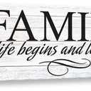 Kas Home Inspirational Quotes Motto Canvas Wall Art,Family Prints Signs Framed, Retro Artwork Decoration for Bedroom, Living Room, Home Wall Decor (5.5 X 16 inch, Family)