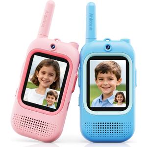 Video Walkie Talkies for Kids - 2 Pack Long Range Walkie Talkie Rechargeable Video Intercom 2 Way Radio for Age 3-12 Boys Girls for Indoor Outdoor Camping (Pink&Blue)