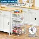 4-Tier Small Kitchen Storage Cart on Wheels with Pull-Out Drawers, Rolling Pantry and Snack Organizer Cart with Wood Top, Kitchen Floor Fruit Basket Stand for Fruit Potato Onion Veggie Snack (White)