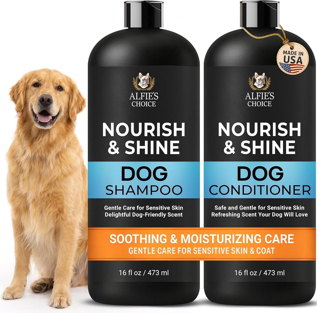ALFIE'S CHOICE Dog Shampoo & Conditioner Set | 16 fl oz Each | Lavender & Rosemary with Biotin for Itchy Skin, Allergies & Odor | Moisturizing & Detangling for All Breeds