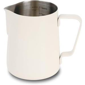 watchget Stainless Steel Milk Frothing Pitcher 12oz/350ml - Espresso Steaming Pitcher for Cappuccino, Latte Art, Coffee Machine Accessories Milk Jug Coffee Frother Cup, Creamy White