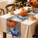 Artscope Pumpkins Eucalyptus Leaves Fall Table Runner,Autumn Seasonal Kitchen Dining Table Decoration for Fall Home Decor 13x120 Inch-Wood
