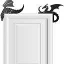 MorningRo 4 Pcs Dragon Door Frame Decoration Set Black Metal Themed Corner Sign Bathroom Wall Art Decor for Indoor Outdoor Door Window Home Office
