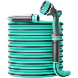 Garden Hose 100 ft x 5/8 In, Heavy Duty Flexible Lightweight Water Hose, Kink-Resistant, Burst 500 PSI, Leak-Free, Hybrid Polymer & Rubber with 3/4" GHT Metal Fittings and Swivel Grip Handle