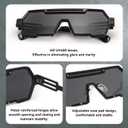 Dollger Retro Steampunk Sunglasses Men Trendy One Piece Irregular Metal Sunglasses (A1:black)