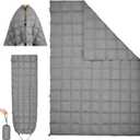 Down Camping Blanket - Lightweight, Packable, Warm & Puffy Outdoor Travel Quilt for Sleep, Hiking, Backpacking, Stadium, Festivals, Water-Resistant Sleeping Bag 55"x79" (Storm Gray)