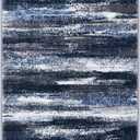 Lansny Modern Abstract Runner Rug 2x5, Navy Blue Washable Entryway Kitchen Runner Non-Slip Soft Hallway Rug Runner Thin Print Faux Wool Carpet for Bedroom Laundry Room Indoor