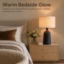 BySea Tall Textured Black Ceramic Table Lamp, Wabi Sabi Bedside Lamp