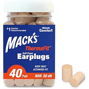 Mack’s ThermaFit Soft Foam Earplugs, 40 Pair - Comfortable Ear Plugs for Sleeping, Snoring, Work, Travel & Loud Events | Made in USA | Newly Upgraded and Improved