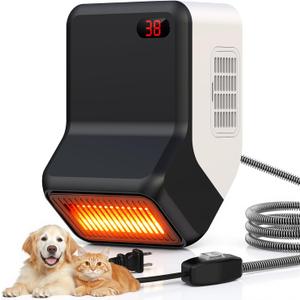 Dog House Heater With Thermostat,Pet Heater With Safe Overheat Protection And 6FT Anti Chew Cord,2 Heating Mode (600/300W) Pet Warmer Suitable For Dogs Chicken Coops Rabbits