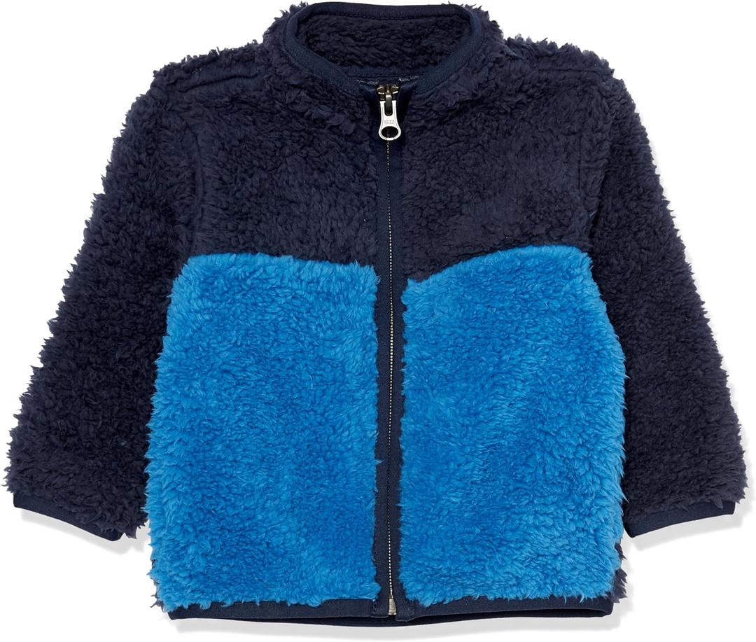The Children's Place Baby Boys And Toddler Cozy Fuzzy Sherpa JacketJacket (5T, Blue Colorblock)