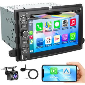 Car Radio with DVD/CD for Ford F150/F250/F350 2004-2014, 7" IPS Touch Screen Car Stereo with Wireless & Wired CarPlay/Android Auto, Backup Camera,SWC,DSP