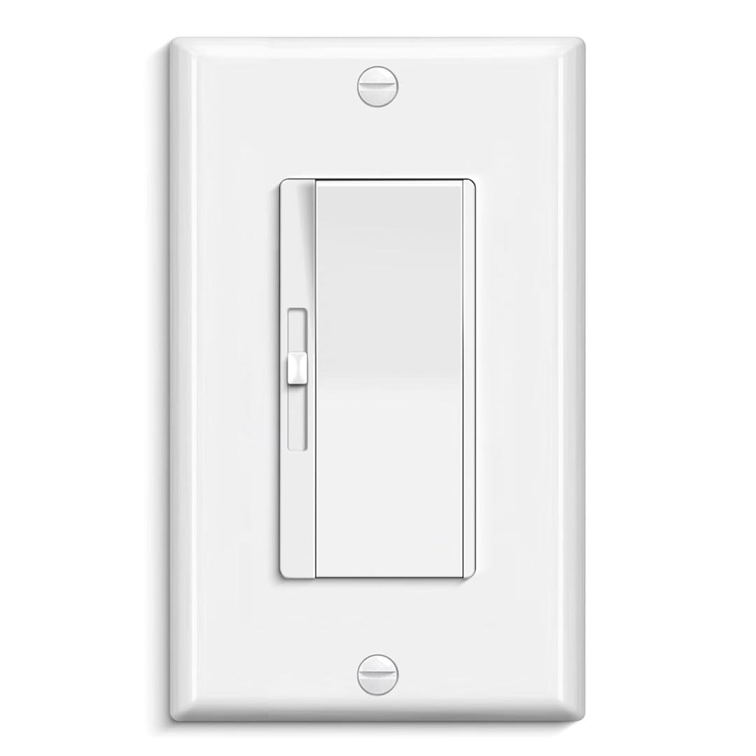 BESTTEN 3 Pack Slide Dimmer Light Switch, Quiet Rocker, Super Slim Single Pole or 3 Way Dimmable Switch, Max 300W LED, CFL, 600W Incandescent, ETL Listed, White