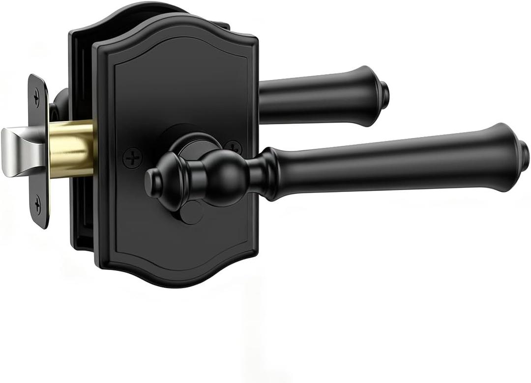 Asidrama 8 Pack Matte Black Privacy Interior Door Handles
Thumb-Turn Privacy Lock,Fits 1-9/16" (40MM) to 1-31/32" (50MM) Doors,Adj. 2-3/8"-2-3/4" Latch,Heavy-duty Zinc,Easy DIY Setup