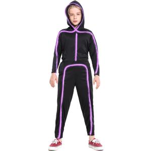 HSCTEK Light Up Child Stick Figure Costume (4T, Purple)