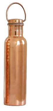 Set of 1 (Plain and Hammered) Copper Water Bottle with Chug Lid and Carry Handle, Reusable, BPA Free, Dishwasher Safe, Perfect for Travel, School, Outdoors, and Gym | 600 Ml (20.28 US Fl Oz)