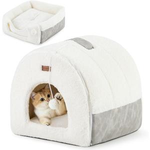 Cat Bed Cave for Indoor Cats, 2-in-1 Cat Cave for Kittens and Small Pets with Removable Washable Cushioned Pillow, Enclosed Cat Bed Cozy Cat House Hideout with Non-Slip Bottom, 15 Inches
