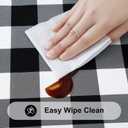 Smiry Round Picnic Tablecloth, Elastic Waterproof Fitted Vinyl Tablecloths for 31"-35" Tables, Flannel Backed Buffalo Plaid Table Cover for Dining, Camping, Outdoor, Black and White