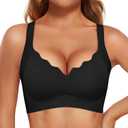 Vertvie Womens Seamless Lift Bras Wireless Push Up No Underwire Full Coverage Bralettes Comfort Supportive Sports T-Shirt Bra (Medium, Black)