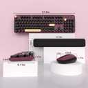 Links9+ Wireless Keyboard and Mouse Combos, Retro Keyboard and Mouse Wireless Full Size, 2.4Ghz Connection and Optical Mouse for Windows, Mac, PC, Laptop for Home and Office (Burgundy-Black)