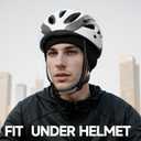 Winter Helmet Liner Skull Cap, Fleece Cycling Cap Thermal Beanie Running Hat for Men Women (Striped Black)