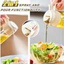 Oil Spray Bottle, 2 in 1 Oil Dispenser and Oil Sprayer, 16 oz Premium Glass Oil Sprayer for Cooking, Food Grade Oil Spray Bottle for Air Fryer, Salad, BBQ (Beige)