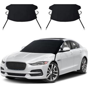 EcoNour Windshield Cover for Ice and Snow | Enhanced 600D Oxford Fabric Windshield Cover for Any Weather | Water, Heat & Sag-Proof Car Windshield Snow Cover | (69 x 42 inches) (Pack of 2)