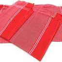 Red Color Cotton Stripped Lal Parna/Gamcha/Angvastra/Bath Towel/Kasi/Kashi Red for Pandit Purohit Pooja Path Samagri Puja Hawan havan Anushthan Items (Pack of 4) Religious Events