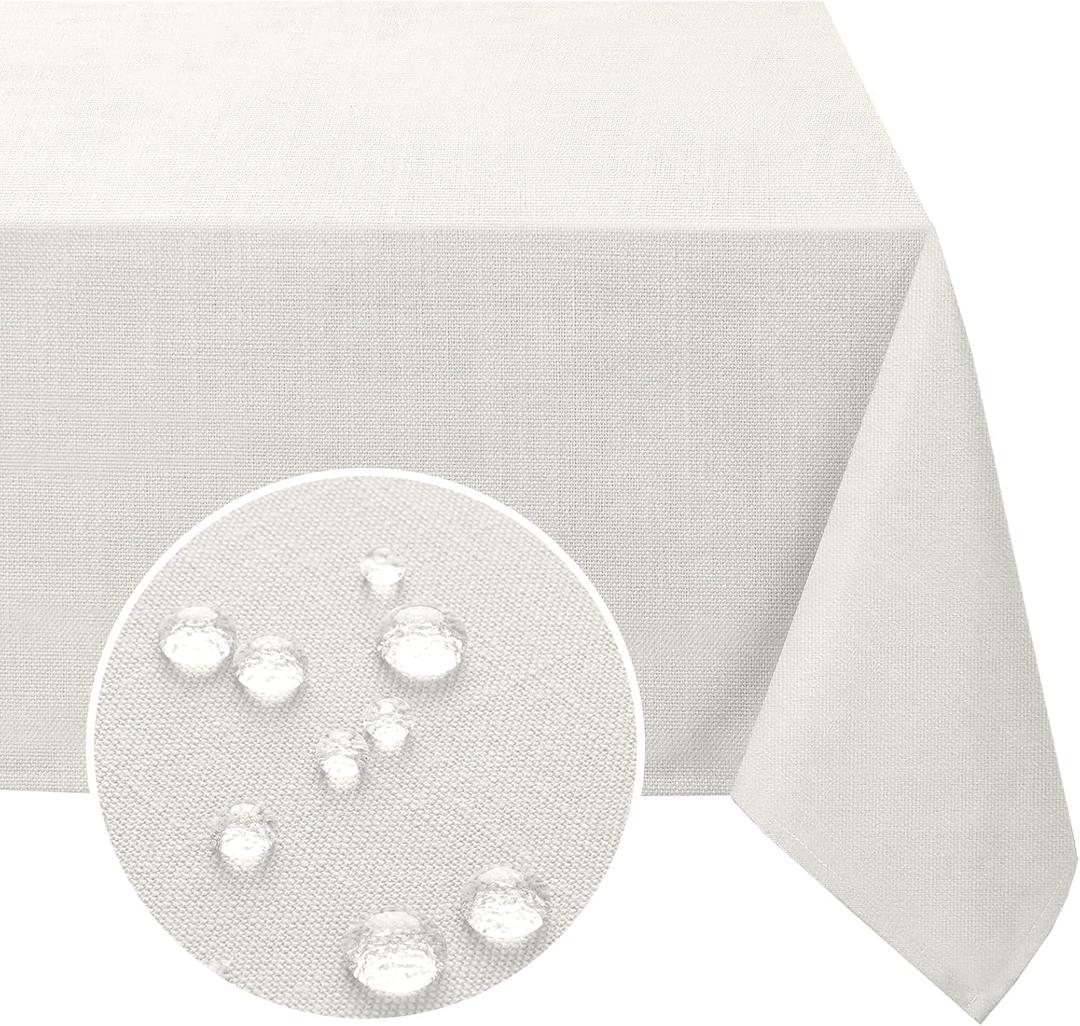FantasDecor Square Tablecloth Linen Table Clothes for Square Tables Wrinkle Resistant and Waterproof Washable Fabric Cover for Dining Room and Outdoor Use, Ivory, 54 x 54 Inch