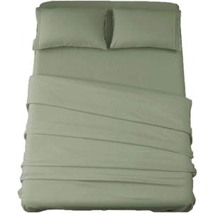 SONORO KATE Bed Sheet Set Super Soft Microfiber 1800 Thread Count Luxury Egyptian Sheets 16-Inch Deep PocketWrinkle and Hypoallergenic-4 Piece (Sage, King)