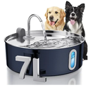 Stainless Steel Dog Water Fountain with 10 Pieces Carbon Filters + 10 Pieces Sponges