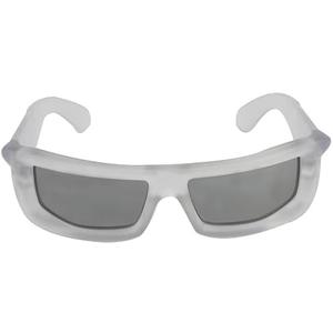 Futuristic Rectangle Sunglasses, Frosted White Frame, Gray Lenses (Transparent)