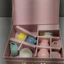 Porcelain Tea Set for Toddlers, Tea Party Set for Little Girls, Kids Tea Set Kitchen Pretend Play, Princess Tea Time Playset with Teapot Cups Carry Case, Toddler Girl Toys Birthday Gifts Age 3+