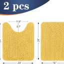 OLANLY Bathroom Rugs Sets 2 Piece, Soft Absorbent Chenille Bath Mats and U-Shaped Contour Toilet Mat Area Rug Set, Machine Washable Bath Carpet, Home Decor Accessories(24"x16"+24"x20", Yellow)