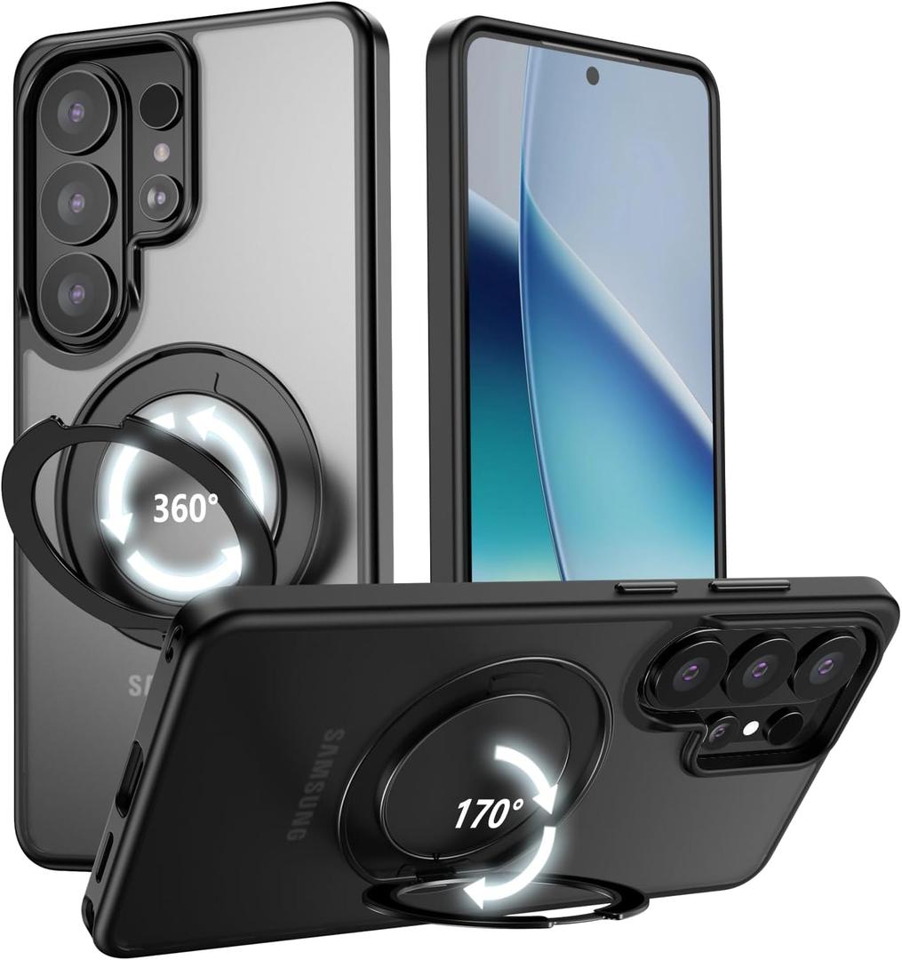 VUM Galaxy S26U Case, MagSafe, 360 Stand, Shockproof, Camera Guard, Black