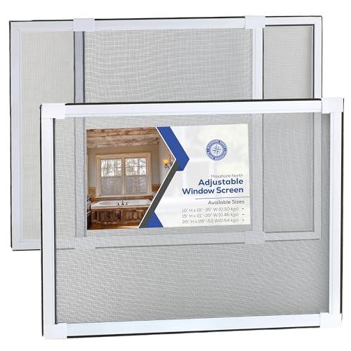 Maxshore North Expandable Window Screens for House Windows 20 H x 28-53 W inches - 2 Pack Large Adjustable Window Screens, Ideal Replacement Window Screens