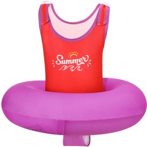 HeySplash Toddler Swim Vest for Age 3-6, Swim Trainer Vests with Adjustable Strap fit for Boys Girls 29-55lbs,Children Swimsuit, Floating Tubes Swim Aid Jackets,Beginner Learn to Swim Pool Floaties (K-Purple + Red)