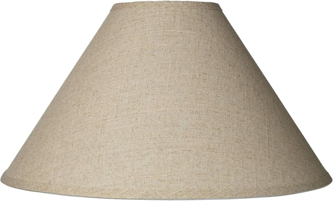 Fine Burlap Large Empire Lamp Shade 6" Top x 19" Bottom x 10.5" High x 12" Slant (Spider) Replacement with Harp and Finial - Springcrest (Brown)