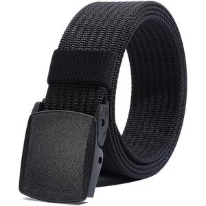 LionVII Men's Nylon Work Belts - Breathable Webbing Canvas Belt with Plastic Buckle, Adjustable Trim to Fit 28-49" Waist (Black)