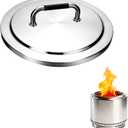 Fire Pit Lid for Solo Stove Bonfire & Bonfire 2.0, 19.5 Inch 304 Stainless Steel Cover with Heat-Resistant Handle, Portable Round Lid for Outdoor Wood Burning Fire Pits, Camping & Backyard Accessories