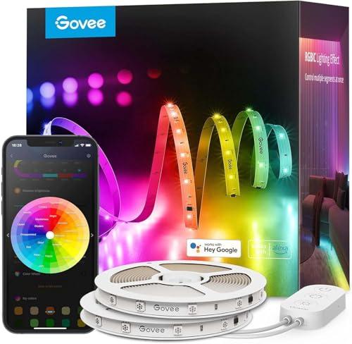 Govee 100ft RGBIC LED Strip Lights, Smart LED Lights Work with Alexa and Google Assistant, LED Lights for Bedroom WiFi App Control Segmented DIY Multiple Colors, Color Changing Light, (2 x 50ft), 100ft
