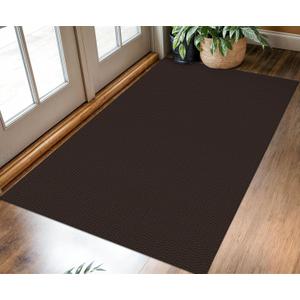 KOZYFLY Washable Entryway Rug 3x5 Ft Area Rugs Cotton Rubber Backed Throw Rugs Indoor Door Mat Kitchen Rugs Braided Floor Carpet for Front Entrance Bathroom Kitchen Living Room, Dark Coffee/Brown