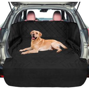 F-color SUV Cargo Liner for Dogs - Waterproof Pet Cargo Liner with Side Flaps, Comfort Dog Cargo Cover with Bumper Flap, Scrachproof Non-Slip Large Size Universal Fit SUVs Sedans Trunks Vans, Black (Large: 55" x 93", With Side Flaps, Black)
