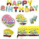 Cartoon Sponge Birthday Supplies, Cute Funny Sea Happy Birthday Tableware for Kid, Party Decoration Supplies with Banner, Tablecloth, Plate, Paper Cup, Napkin